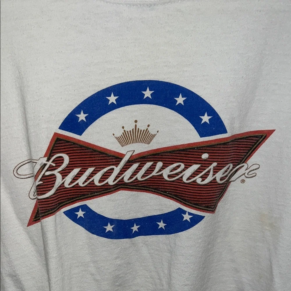 VINTAGE 90s Budweiser White and Red Logo Tee - Picture 2 of 5